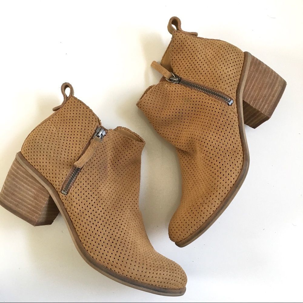 Dolce Vita Perforated Booties with Stacked Heel